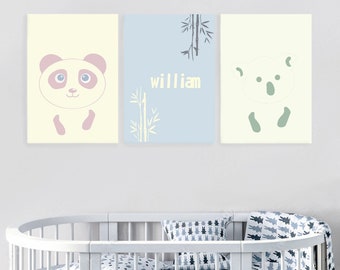 Pastel Boho Nursery Wall Art: UV Printed on MDF (3-Piece Set)