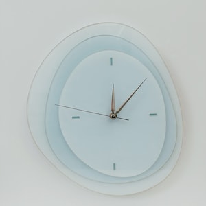 Modern Handmade Acrylic Wall Clock Elegant Home Decor, Minimalist Wall Clock, Sky-Blue Office Clock,Scandinavian Unique Wall Clock image 5