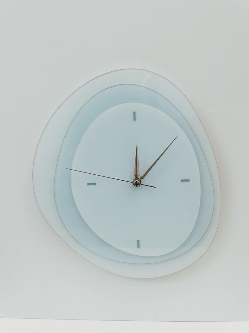 Modern Handmade Acrylic Wall Clock Elegant Home Decor, Minimalist Wall Clock, Sky-Blue Office Clock,Scandinavian Unique Wall Clock image 5