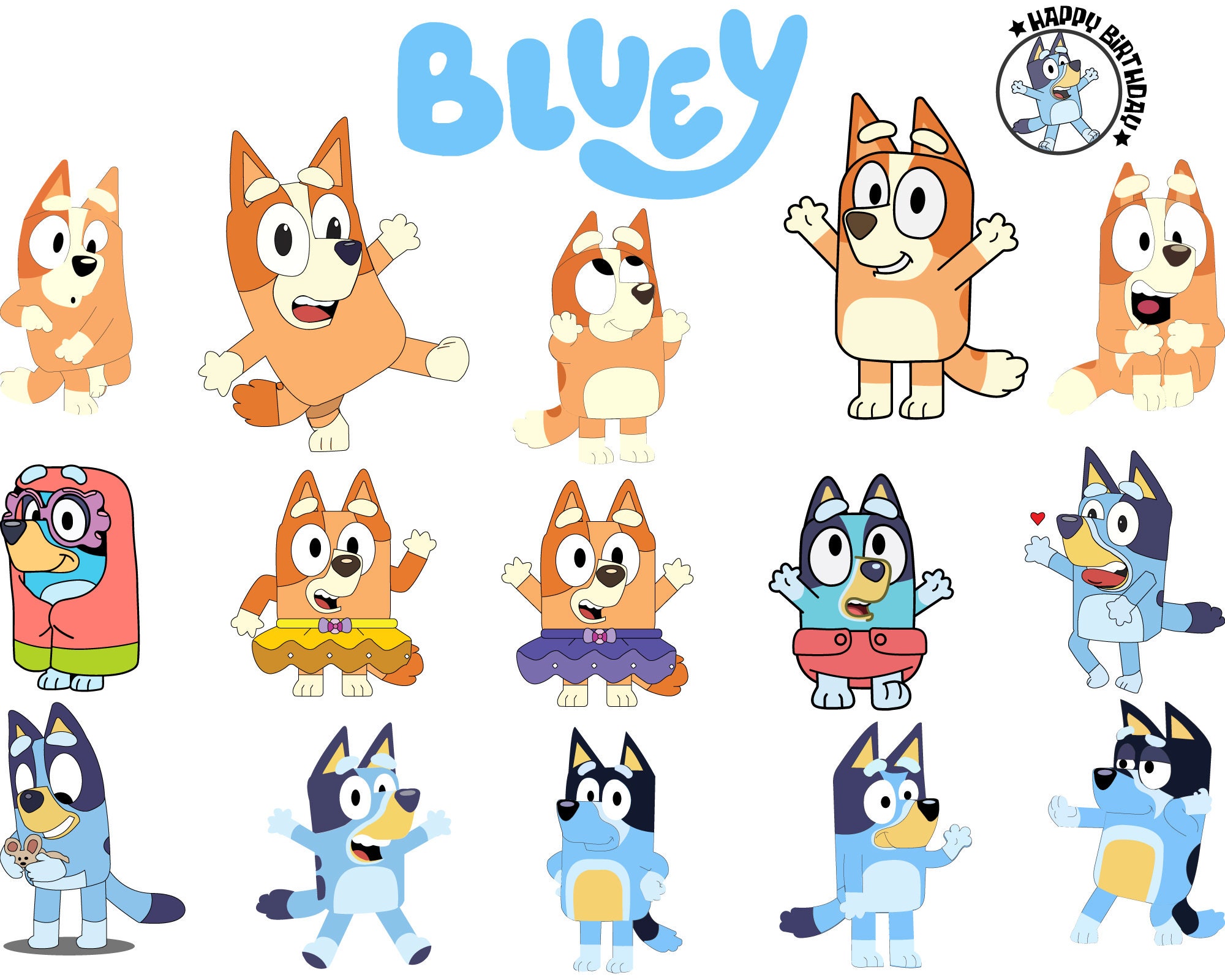 Bluey Characters Happy Birthday