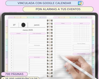 Digital planner 2025 linked to Google Calendar. Digital planner 2025 for iPad and Android. Agenda for Goodnotes, Notability, Xodo...