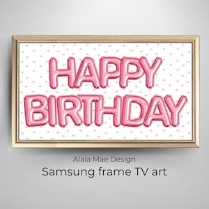 Cornice TV Happy Birthday / Cornice TV con palloncini rosa per compleanno / Cornice TV Samsung Art / Cornice TV per decorazioni per feste di compleanno / Download TV digitale