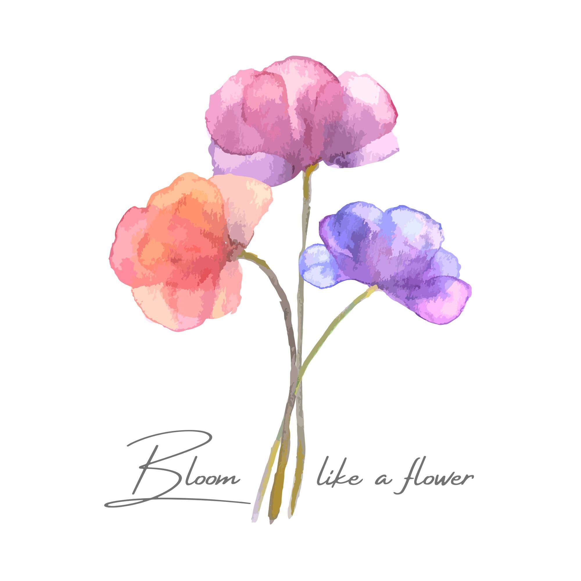 Watercolor Flower & Quote Printable Poster | Instant Download Wall Art ...