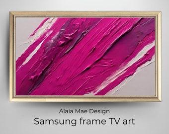 texture frame tv art | samsung frame TV art | modern abstract oil painting | vibrant cyclamen color | art for frame TV | alaiamaedesign