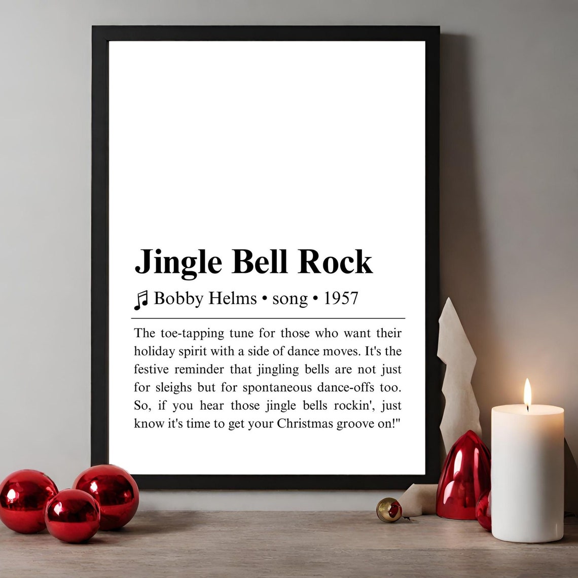 Jingle Bell Rock Definition Poster Printable, Christmas Song Definition