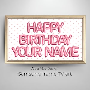 Personalisierter Samsung Rahmen TV Art | Alles Gute zum Geburtstag TV Rahmen, Rosa Geburtstag Ballons Tv Rahmen, digitaler Download Tv, kundenspezifische Kunst-Geburtstagsfeier
