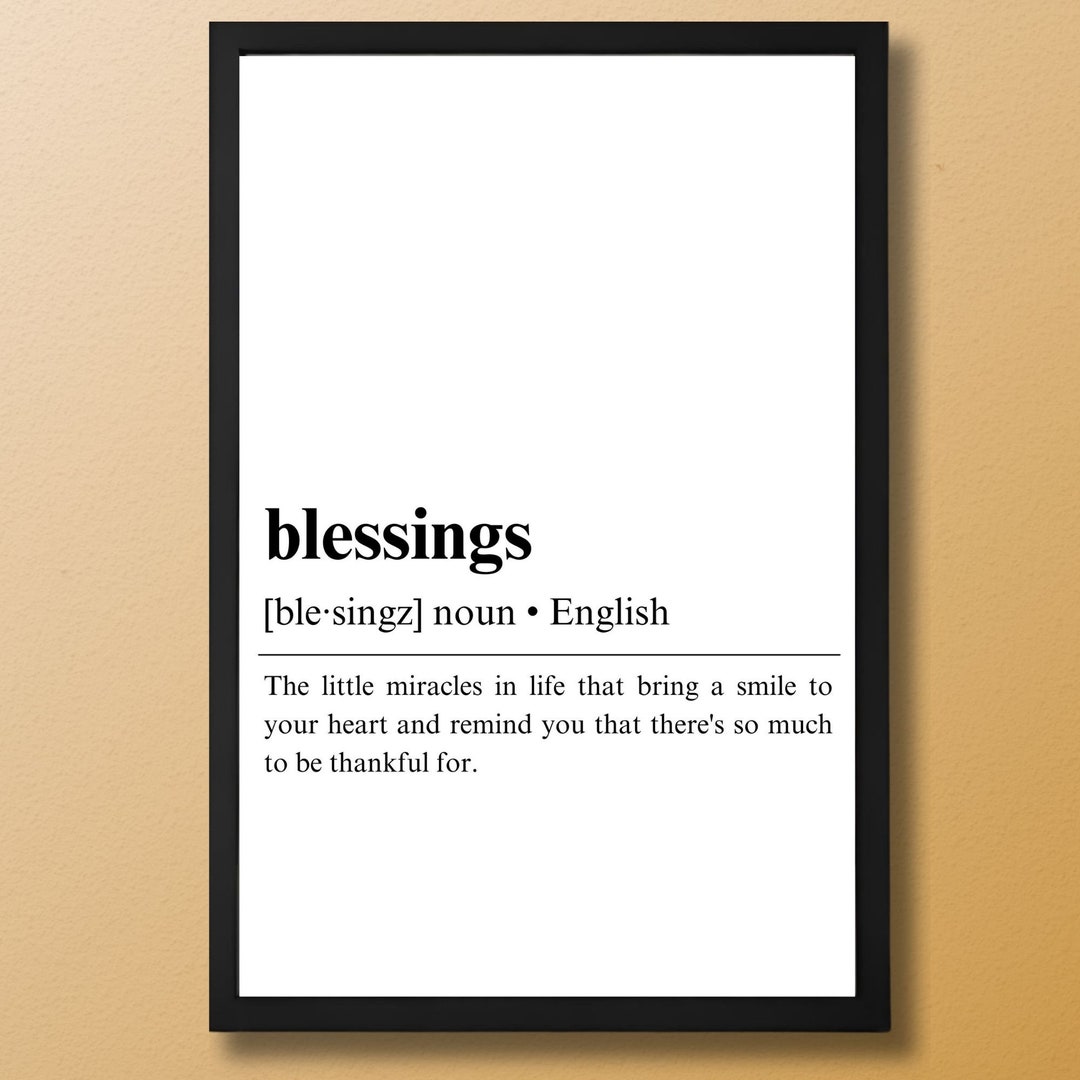 Blessings Definition Poster Printable Definition Sign Etsy