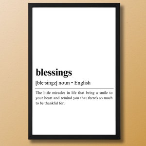 Segen Definition Poster Printable | Definition Zeichen Vorlage | Blessings Zitat Druck | Lexikon Kunst | Wand Kunst Digitaldruck