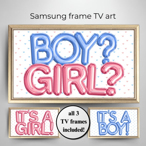 gender reveal frame tv art | samsung frame TV art | gender reveal party | boy or girl reveal smart tv | Frame TV Baby Shower | blue, pink