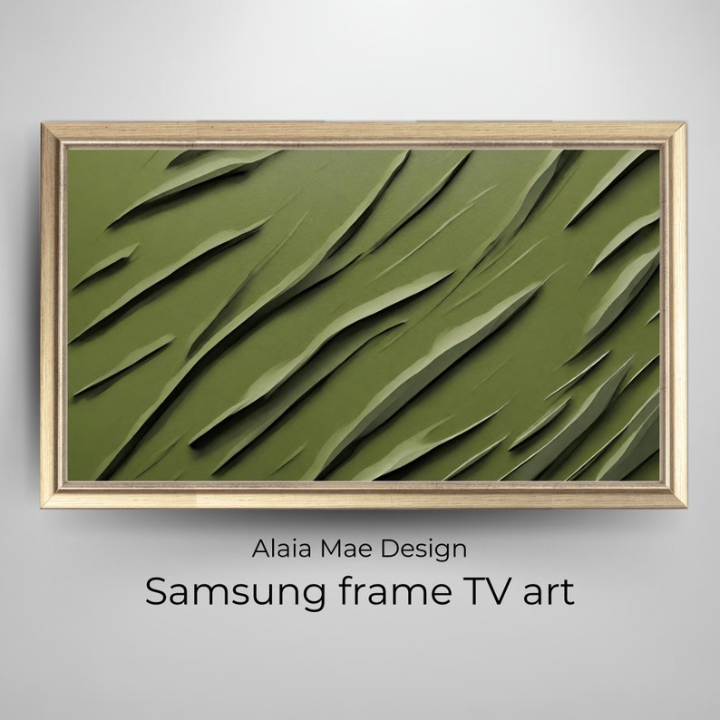 texture frame tv art samsung frame TV art modern abstract oil painting olive green color alaiamaedesign art for frame TV minimal image 1