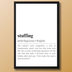 Stuffing Definition Poster Printable | Thanksgiving Definition Sign Template | Quote Print | Dictionary Art | Wall Art Digital Prints