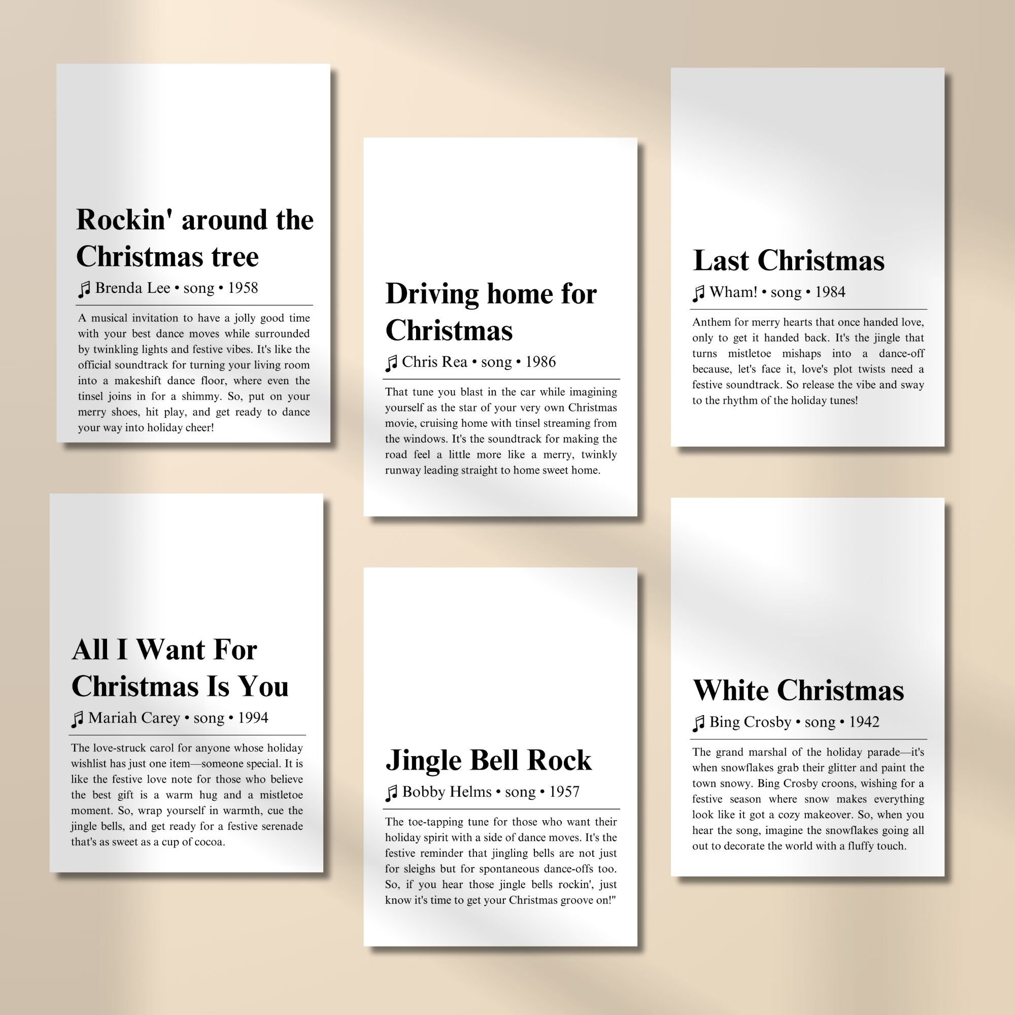 Jingle Bell Rock Definition Poster Printable, Christmas Song Definition
