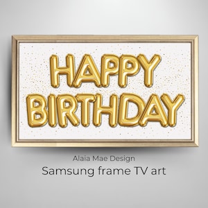 Alles Gute zum Geburtstag TV Rahmen | Samsung Rahmen TV Kunst | Gold Geburtstag Luftballons Tv Rahmen | Geburtstag Party Dekor Rahmen TV | Digitaler Download Tv Geschenk