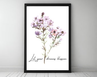 Watercolor Flower & Quote Printable Poster | Instant Download Wall Art | Digital Print for Home Decor and Gifts | High Quality PDF