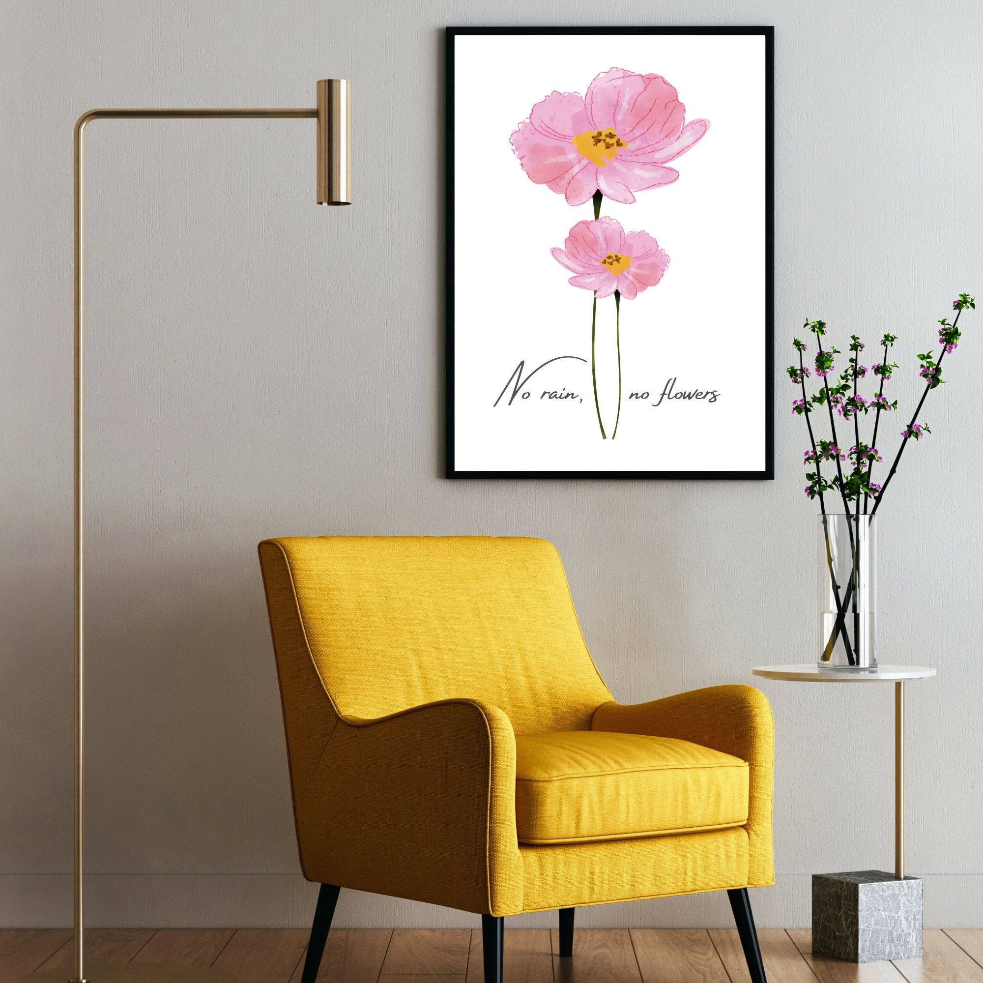 Watercolor Flower & Quote Printable Poster Instant Download - Etsy