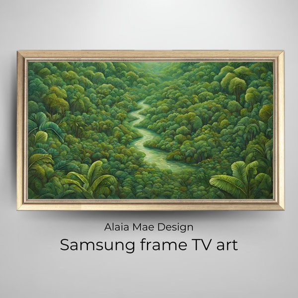 texture frame tv art | samsung frame TV art | modern oil painting | green colors | art for frame TV | tropical jungle nature art | greenery