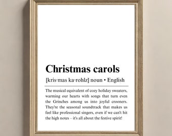 Christmas Carols Definition Poster Printable | Definition Sign Template | Christmas Wall Art | Christmas Wall Decor | Modern Xmas