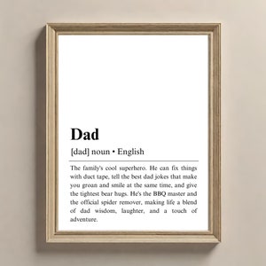 Papa Definition Geschenk, Geschenke für Papa, neue Papa Geschenke, Definition Druck digitaler Download, Vatertagsgeschenk, Geschenke für ihn, Familien Poster, lustig