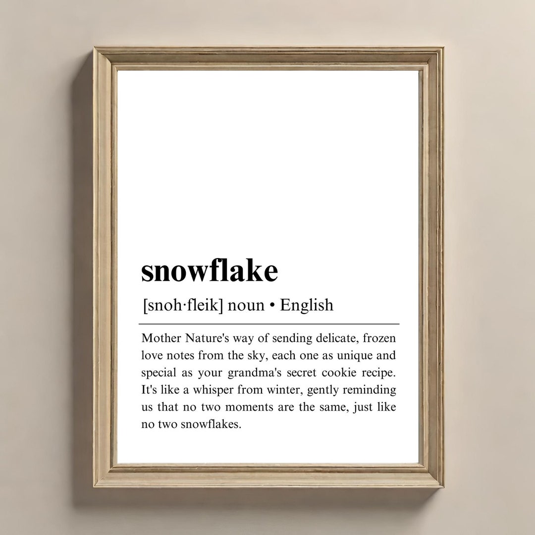 Snowflake Definition Poster Printable Definition Sign Template