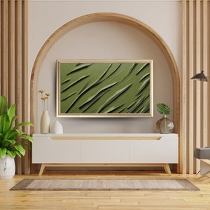texture frame tv art samsung frame TV art modern abstract oil painting olive green color alaiamaedesign art for frame TV minimal image 5