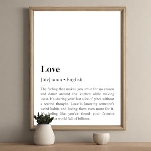 love definition print | valentines day decor | valentines day gift | digital downloads | gift for boyfriend | gift for girlfriend | funny