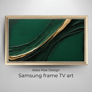 Textur Rahmen TV Kunst | Samsung Rahmen TV Kunst | modernes abstraktes Ölgemälde | dunkelgrün & goldfarben | alaiamaedesign | art für Frame TV
