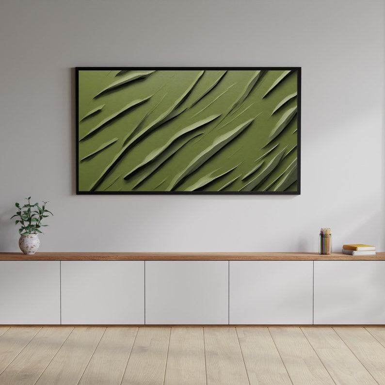 texture frame tv art samsung frame TV art modern abstract oil painting olive green color alaiamaedesign art for frame TV minimal image 7