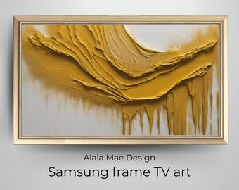 Samsung frame TV art | Texture modern abstract oil painting | Neutral beige & yellow | Art for frame TV, Abstract Wall Art, Digital Download