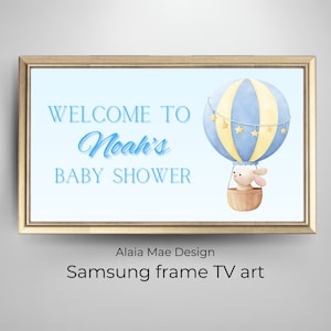 personalized baby shower TV frame | samsung frame TV art | custom frame TV art | baby shower welcome tv art | gift for baby | rabbit animal