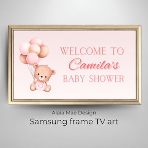 personalized baby shower TV frame | samsung frame TV art | custom frame TV art | baby shower welcome tv art | gift for baby | Alaiamaedesign