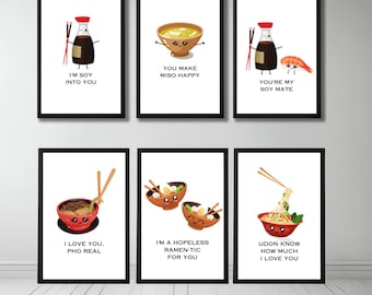 Asian Food Poster | Food Print | Funny Printable | Housewarming Gift |  Kitchen Decor | Humorous saying |  Funny Soy sauce, Ramen, Sushi