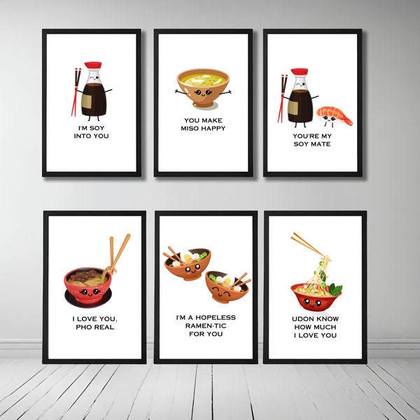 Asiatisches Essen Poster | Essen Druck | Lustige Printable | Einweihungsparty Geschenk | Küchendeko | Humorvoller Spruch | Lustige Sojasauce, Ramen, Sushi