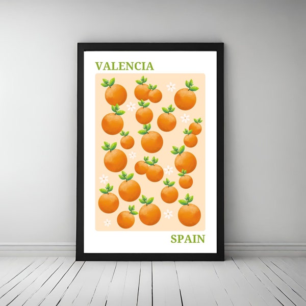 Valencia Travel Print | Valencia Spain Poster | Spain Travel Poster | Fruit Market Print | Instant Download Wall Art