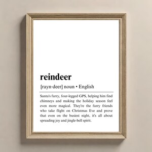 Cartaz de definição de rena para impressão | Modelo de sinal de definição | Arte de parede de Natal | Decoração de parede de Natal | Impressão Digital Moderna de Natal