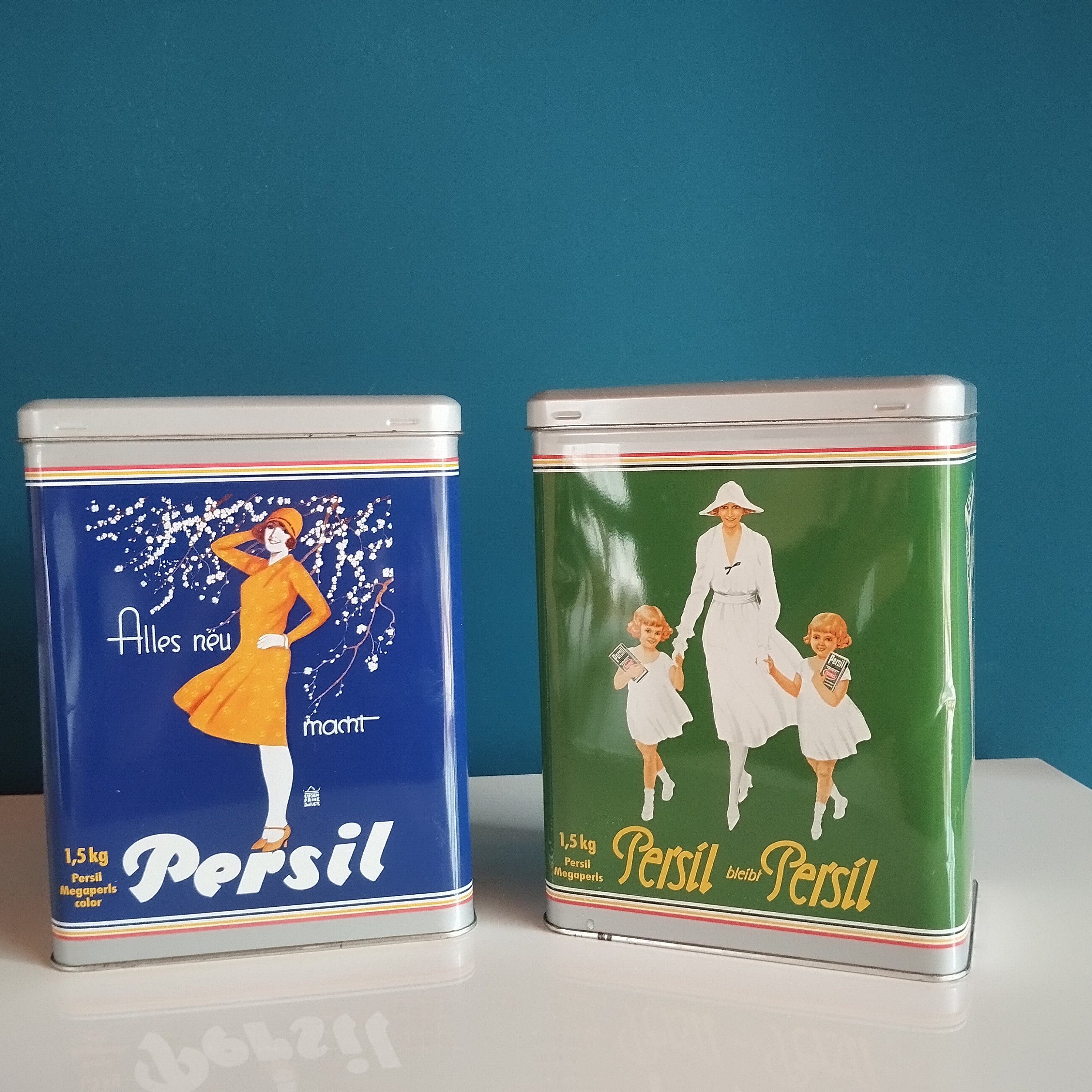 Vintage retro 1970er Jahre Henkel Persil Waschmittel Power Metall Dose Dose Behälter gut erhalten