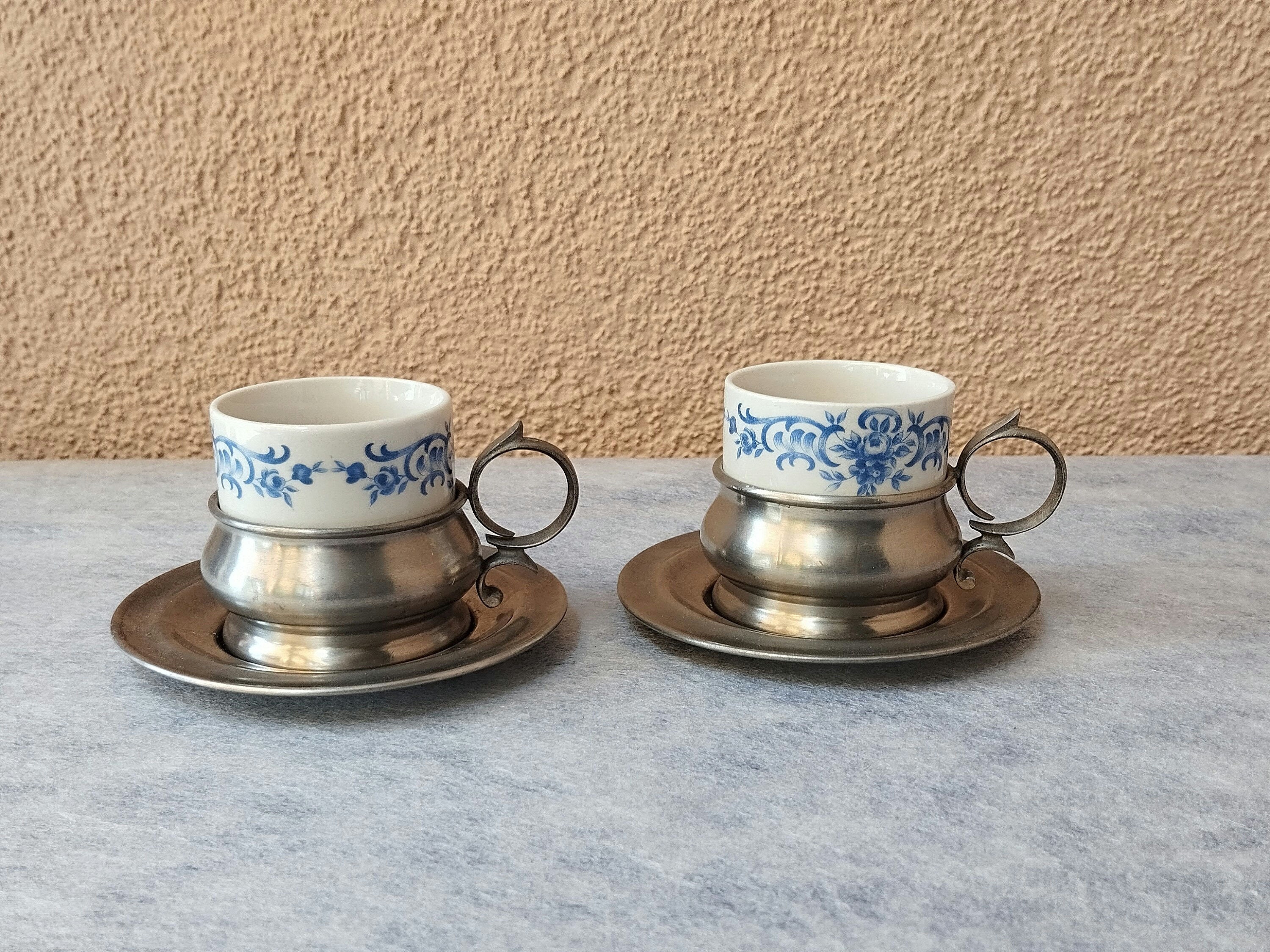 Vintage WMF Espresso Mug Set: Retro Cafe Cups, Floral Design (Set of 2)