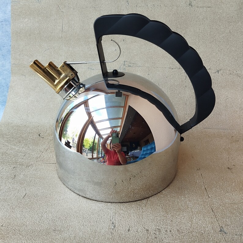 Vintage 1980s Alessi 9091 Water Kettle With Whistle 1.6L Designer
