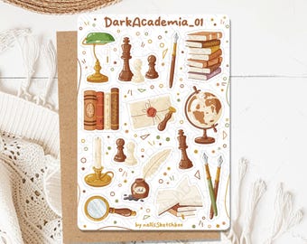 Sticker Sheet - DarkAcademia_01 || Stickers | Journal Stickers | Planner Stickers | Scrapbook Stickers