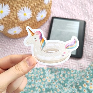 Vinylsticker Glitter EenhoornZwemring || Stickers | Tijdschriftstickers | Plannerstickers | Zomerstickers | Eenhoornstickers | Laptopstickers