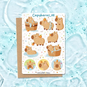 Sticker Sheet - Capybaras_02 || Stickers | Journal Stickers | Planner Stickers | Scrapbook Stickers | Book Stickers | Forest Stickers