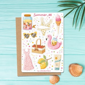 Stickervel - Zomer_02 || Stickers | Tijdschriftstickers | Plannerstickers | Plakboekstickers