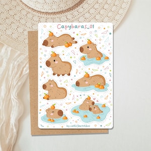 Sticker Sheet - Capybaras_01 || Stickers | Journal Stickers | Planner Stickers | Scrapbook Stickers