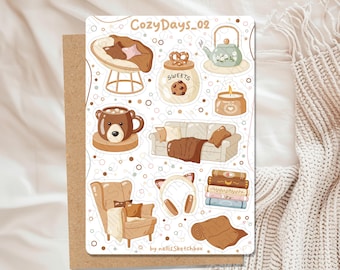 Stickervel - CozyDays_02 || Stickers | Stickers voor tijdschriften | Stickers voor planners | Stickers voor plakboeken | Gezellige stickers | Hygge-stickers