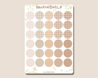 Feuille d’autocollants - NeutralDots_11 || Autocollants | Autocollants de journal | Autocollants de planificateur | Autocollants pour scrapbooking