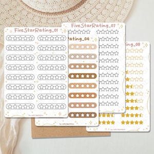 Feuille d'autocollants - FiveStarRating || Autocollants | Autocollants de journal | Autocollants de planificateur | Autocollants de scrapbooking