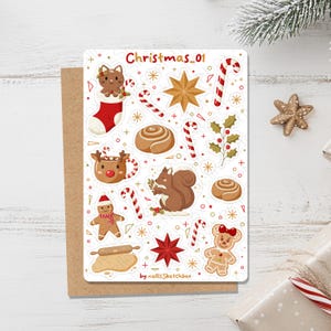 Feuille d’autocollants - Noël_01 | Noël || Autocollants | Autocollants de journal | Autocollants de planificateur | Autocollants pour scrapbooking