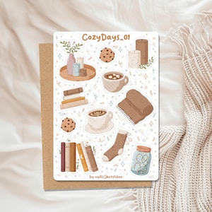 Hoja de pegatinas - CozyDays_01 || Pegatinas higiénicas | Pegatinas | Pegatinas de diario ? Pegatinas del planificador ? Pegatinas para álbumes de recortes