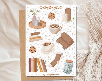 Stickervel - CozyDays_01 || Hygge-stickers | Stickers | Dagboekstickers | Plannerstickers | Scrapbookstickers | Cozy-stickers