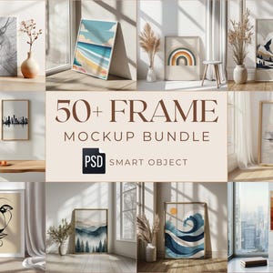 50+ Frames Mockup PSD Bundle - PSD Wall Mockup Frame - PSD Frames Bundle - Poster Shop Mockup - Editable Frame Mockups Bundle