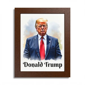 Framed Donald Trump Portrait: Vintage Style Political Wall Art
